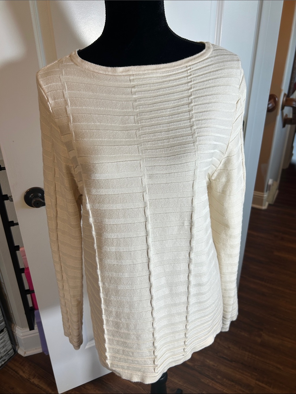 Chico's Soft Cream Ribbed Top